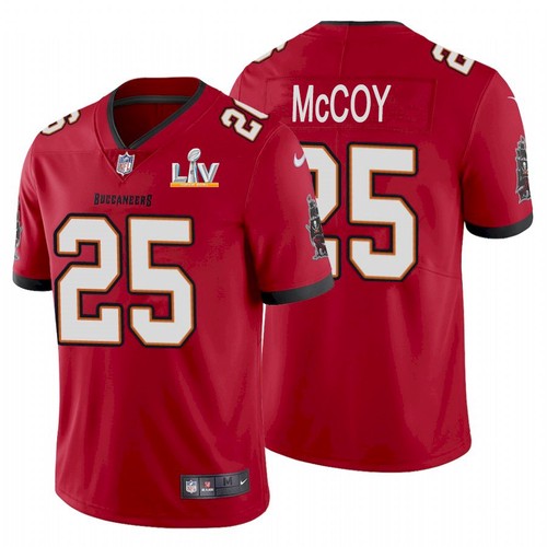 Men's Tampa Bay Buccaneers #25 LeSean McCoy Red 2021 Super Bowl LV Limited Stitched Jersey